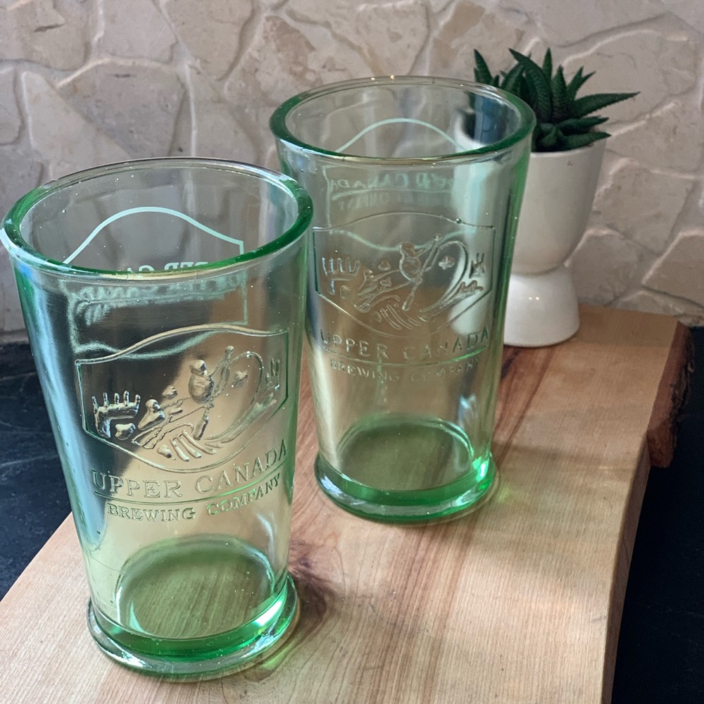 UPPER CANADA | Set of 2 | Vintage Recycled Green Glass Tumblers